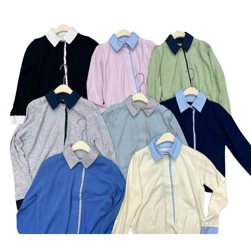 Fake Two Piece Polo Collar Knit