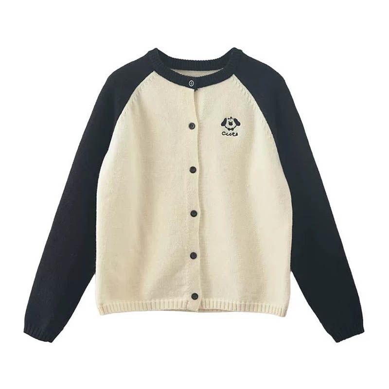 Cartoon Embroidered Cardigan Sweater