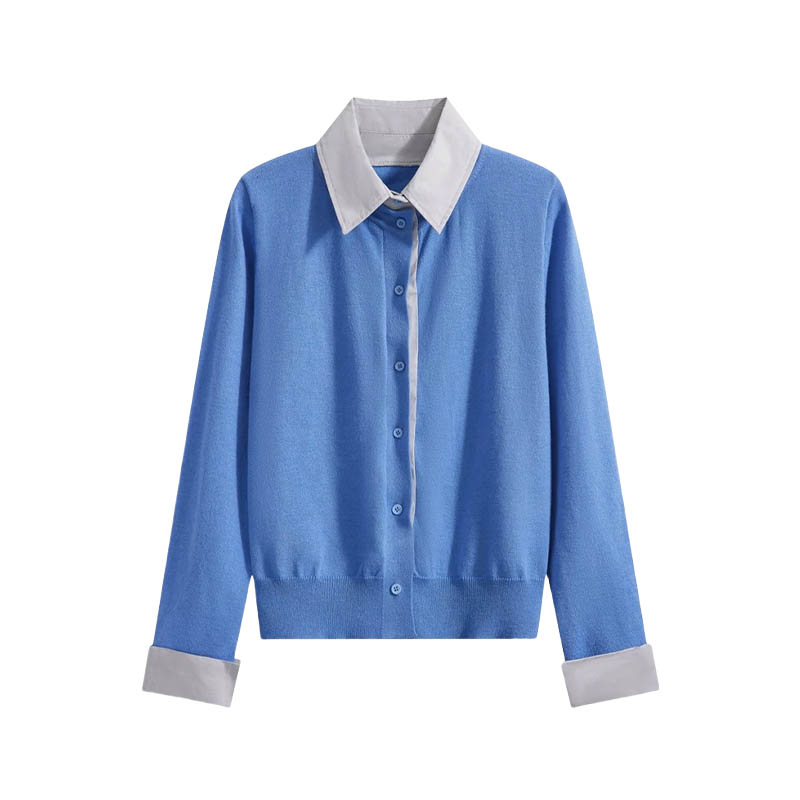 Fake Two Piece Polo Collar Knit