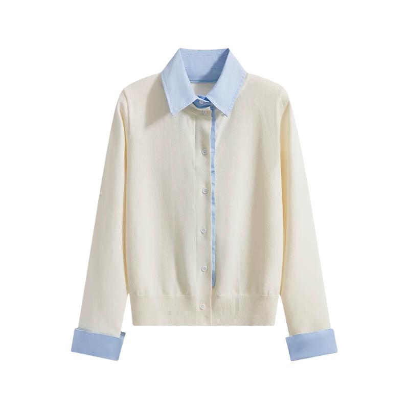 Fake Two Piece Polo Collar Knit
