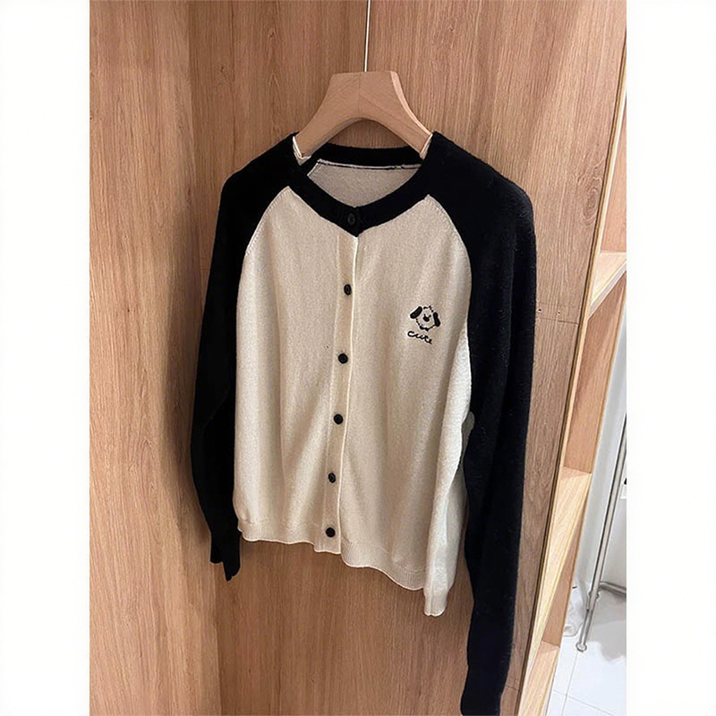 Cartoon Embroidered Cardigan Sweater